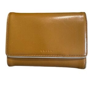 Coach Leather Tan & White Trifold Wallet